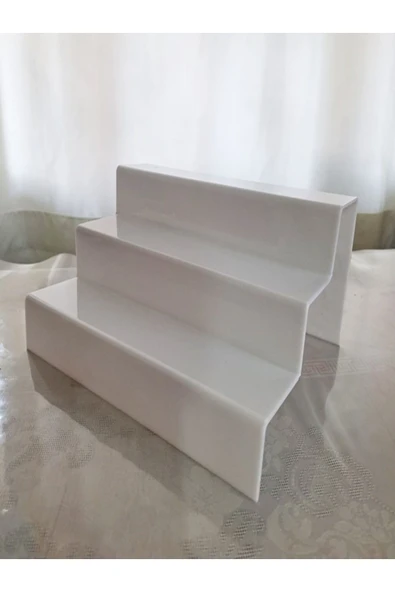 Pleksi 3mm Beyaz(30 CM GENİŞLİK)3 Katlı Baharatlık Ürün Yükseltici - 2