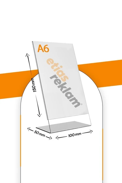 A6 L Tipi Dikey Masa Üstü 50'li Paket / Şeffaf Pleksi Föylük / Broşürlük - Resim 2