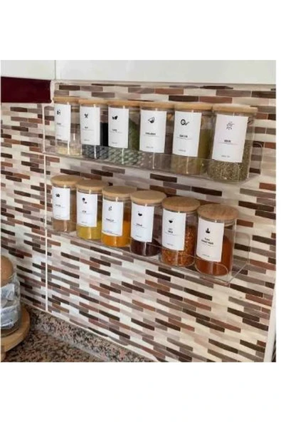 Pleksi Takı Oje Baharatlık Düzenleyici Raf Genişlik 60cm X 10cm (3mm Pleksiden Üretilir) - Resim 2
