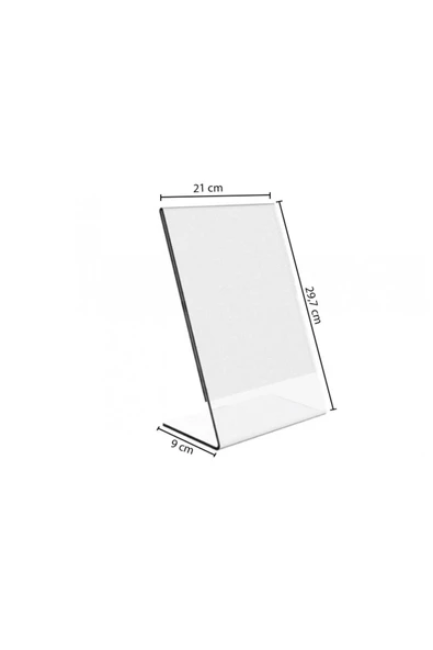 A4 L Tipi Dikey Föylük Broşürlük Şeffaf Pleksi - 5'li Paket ürün görseli 1