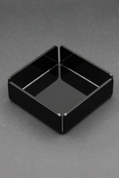Siyah Akrilik Pleksi Kare Çerezlik Kase 9,5x9,5 Cm 3 Mm - 2