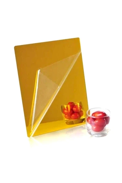 1 Mm Altın Renkli Yapışkanlı Aynalı Pleksi Levha - Aynalı Gold Pleksi 90x90 - 2