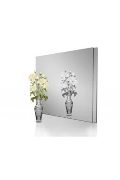 Dekoratif Kare Gümüş Ayna Pleksi Duvar Süsü Gümüş 10 Adet ( Yapışkanlı ) - 4