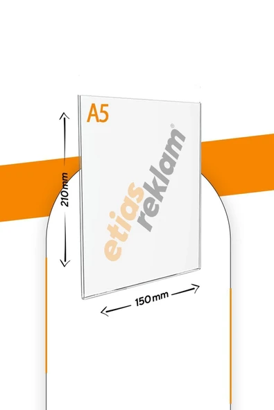 A5 U Tipi Dikey Masa Üstü 50'li Paket / 2.8 Mm Şeffaf Pleksi Föylük / Broşürlük - 2