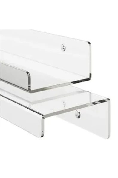 4mm Şeffaf Pleksi Raf 30cmx10cm Çok Amaçlı Duvar Rafı - Resim 2