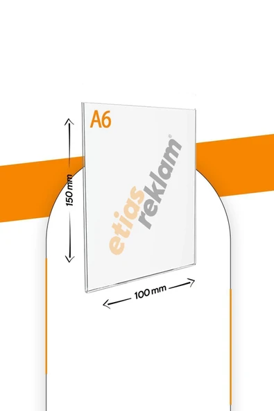 A6 U Tipi Dikey Masa Üstü 10'lu Paket / 2.8 Mm Şeffaf Pleksi Föylük / Broşürlük - 2