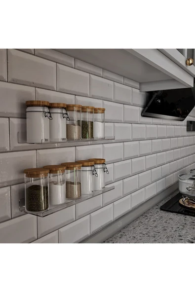 Pleksi Takı Oje Baharatlık Düzenleyici Raf Genişlik 40cm X 10cm (3MM PLEKSİDEN ÜRETİLİR) - Resim 3