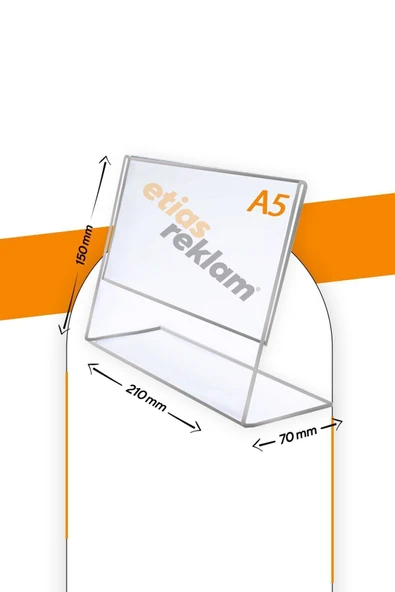 A5 L Tipi Yatay Masa Üstü 2.8 Mm Şeffaf Pleksi Föylük / Broşürlük - Resim 2