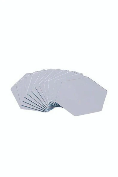 Bal Peteği Gümüş Dekoratif Altıgen 12x Süs Akrilik Ayna 7,5x8,5cm Antre Duvar Pleksi Yapışkan Bantlı - 2