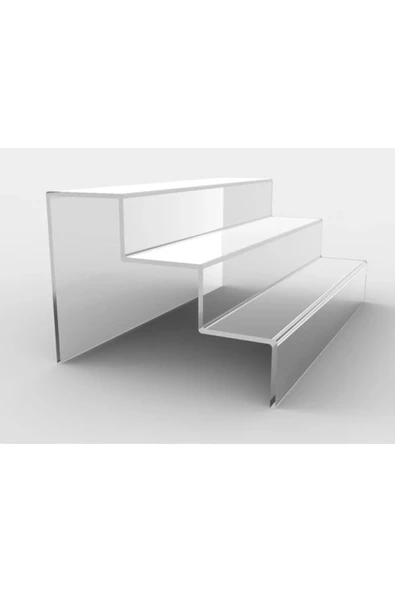Pleksi Stand Pleksi Şeffaf Merdiven Sergileme Standı (3 BASAMAK EN 35 CM) Akrilik