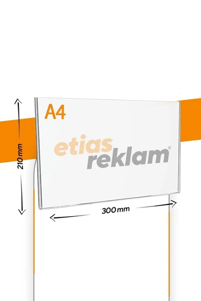 A4 U Tipi Yatay Masa Üstü 10'lu Paket / 2.8 Mm Şeffaf Pleksi Föylük / Broşürlük - Resim 2