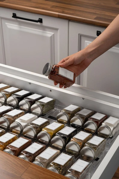 Pleksi-şeffaf 4 Parça Baharatlık Standı Çekmece Içi Düzenleyici Organizer - 6