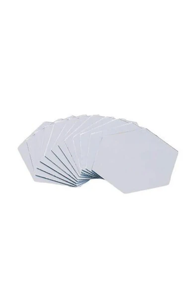 Dekoratif Bal Peteği Pleksi Ayna Gümüş Renk Kendinden Yapışkanlı (14 ADET X 7CM X 8CM) - 4