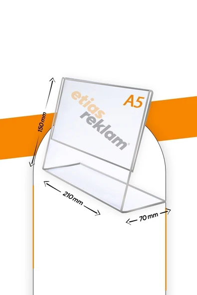 A5 L Tipi Yatay Masa Üstü 20'li Paket / 2.8 mm Şeffaf Pleksi Föylük / Broşürlük - Resim 2