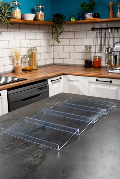 Pleksi-şeffaf 4 Parça Baharatlık Standı Çekmece Içi Düzenleyici Organizer - 3