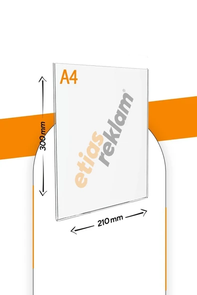 A4 U Tipi Dikey Masa Üstü 10'lu Paket / Şeffaf Pleksi Föylük / Broşürlük - Resim 2