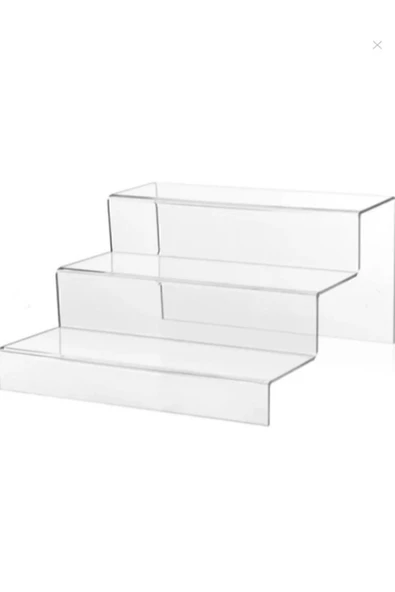 Baharatlık Pleksi 3 Katlı Merdiven Stand 3 Mm Şeffaf ( 7 X 40 Cm )