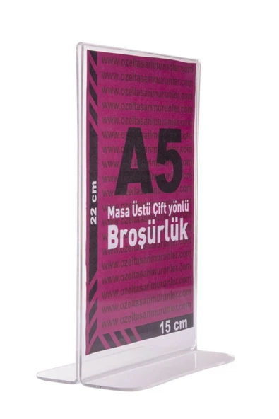 (20 Adet) T Tipi Dikey A5 Pleksi Föylük Broşürlük