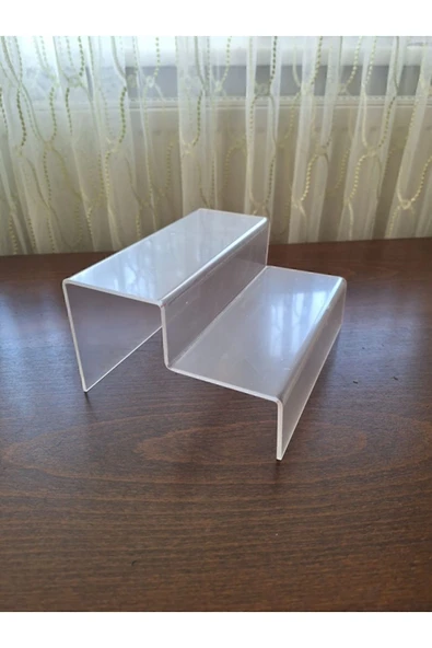 Pleksi 2 Katlı Merdiven Stand 3 Mm Şeffaf ( 10 X 20 Cm )