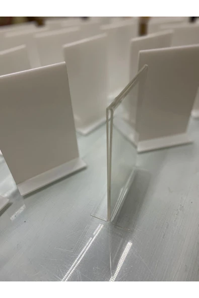 A6 T Tipi Dikey Masa Üstü 10'lu Paket / 2 mm Şeffaf Pleksi Föylük / Broşürlük / Menü - 5