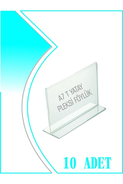 T Tipi A7 Kağıdı Boyutlu Yatay Pleksi Föylük 10 Adet