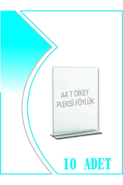 T Tipi A4 Kağıdı Boyutlu Dikey Pleksi Föylük 10 Adet