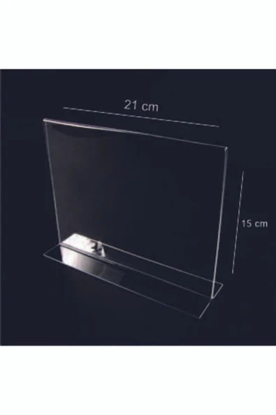 A5 Masaüstü T Tipi Yatay Pleksi Föylük Broşürlük 15x21 cm - Resim 2