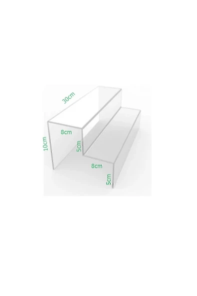 Pleksi Merdiven Raf Şeffaf ( 30 Cm Genişlik ) 2 Katlı Stand Baharatlık - 2