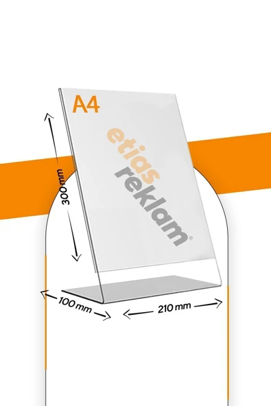 A4 L Tipi Dikey Masa Üstü 2.8 Mm Şeffaf Pleksi Föylük / Broşürlük - Resim 2