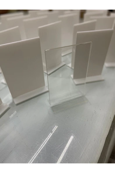 A6 T Tipi Dikey Masa Üstü 10'lu Paket / 2 mm Şeffaf Pleksi Föylük / Broşürlük / Menü - 7