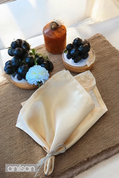 Tekli %100 Pamuk Kumaş Peçete Krem 50x50 Cm Mutfak Bezi Sofra Sunum Servis Peçetesi