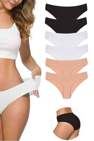 6 Adet Kadın Dikişsiz Lazer Kesim Esnek İz yapmayan Külot S4 ürün görseli