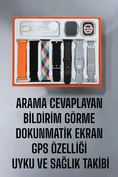 Akıllı Saat 7 Kordonlu Metal,Plastik Ve Hasır Kordon Seçeneği - Resim 2