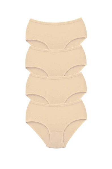 4 Adet Tutku Kadın Yüksek Bel Bato Kalın Lastik Külot Ten - Resim 2