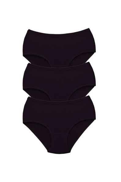 3 Adet Tutku Kadın Yüksek Bel Bato Kalın Lastik Külot Siyah - Resim 2