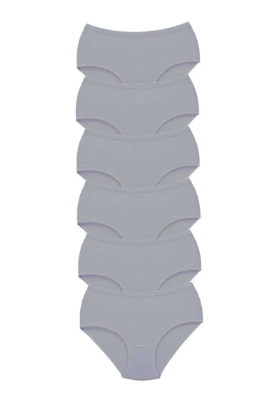 6 Adet Tutku Kadın Yüksek Bel Bato Kalın Lastik Külot Gri - Resim 2