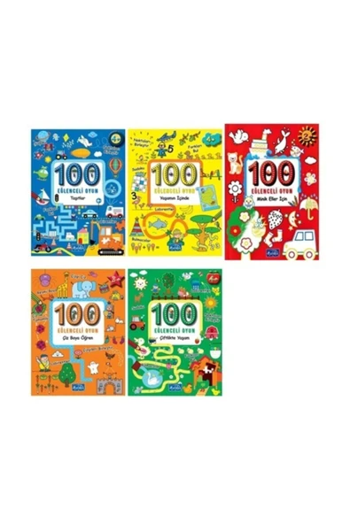 Çocuklar Için 100 Eğlenceli Oyun 5 Farklı Kitap Taşıtlar&minik Eller&Çiz Boya