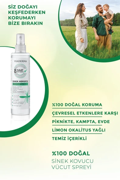 Viaderma Sivrisinek Sinek Kovucu Koruyucu Vücut Spreyi Bitkisel Tüm Vücut Için Aile Boy 150 ml - 4