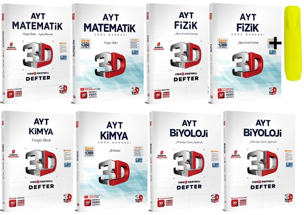 3D Yayınları AYT Sayısal Matematik Fizik Kimya Biyoloji Defter Soru Seti 4 Kitap ürün görseli