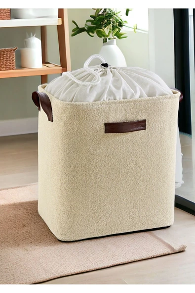 Havlu Kumaş Dikdörtgen Katlanır Banyo Kirli Çamaşır Dolap İçi Düzenleyici Saklama Sepeti 40x50x30 - 2
