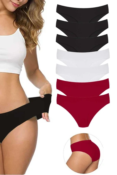 7 Adet Kadın Dikişsiz Lazer Kesim Esnek İz yapmayan Külot S8 - Resim 2