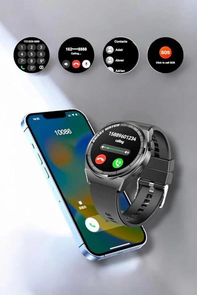 Akıllı Saat Sağlık ve Fitness Takibi Bluetooth Bağlantılı Dokunmatik Ekran - Resim 4