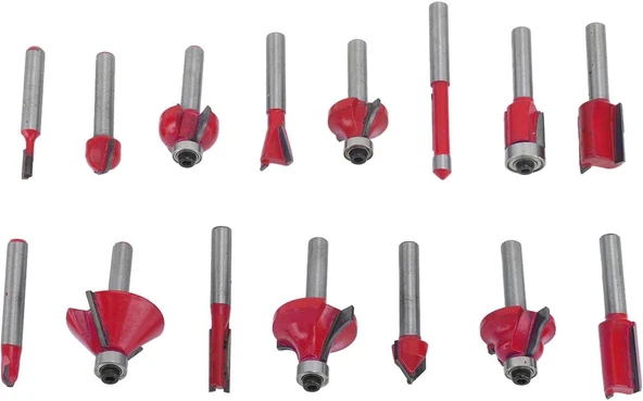 12 Parça Freze Uç Takımı Ahşap Oyma Ağaç Delme Özel Ahşap Çantalı Set 6 mm - 8
