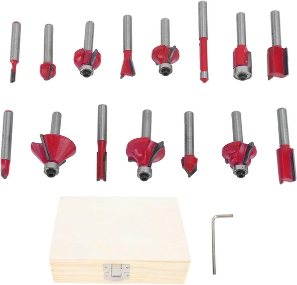 12 Parça Freze Uç Takımı Ahşap Oyma Ağaç Delme Özel Ahşap Çantalı Set 6 mm - 4