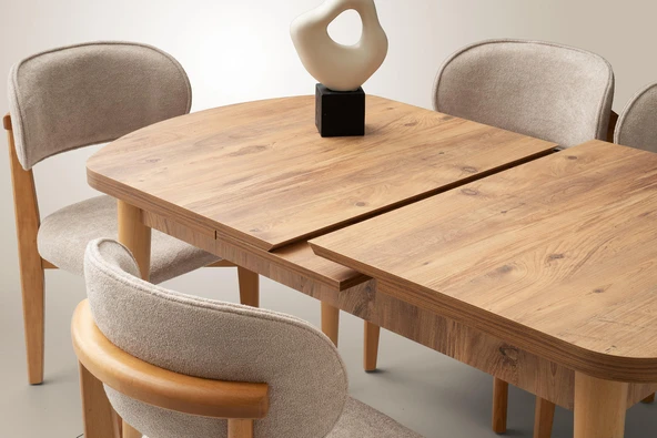 Kelebek Gizli Kaşıklıklı Masa 4 Adet Ahşap Masal Sandalye Takım - 2