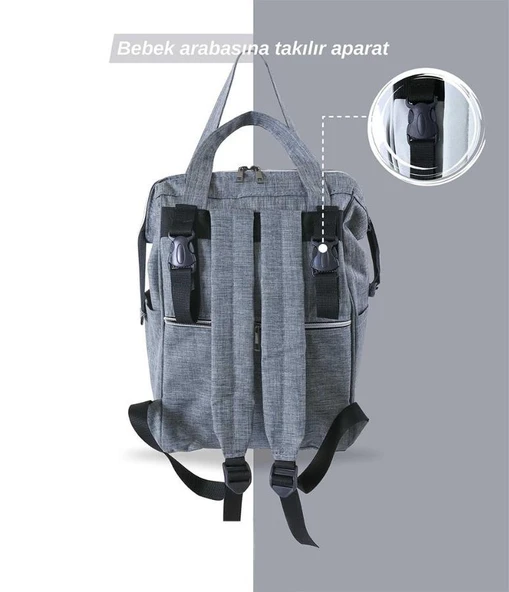 Tommybaby Anne Bebek Bakım Sırt Çantası Biberon Termoslu Sıvı Geçirmez Bebek Çantası - 3