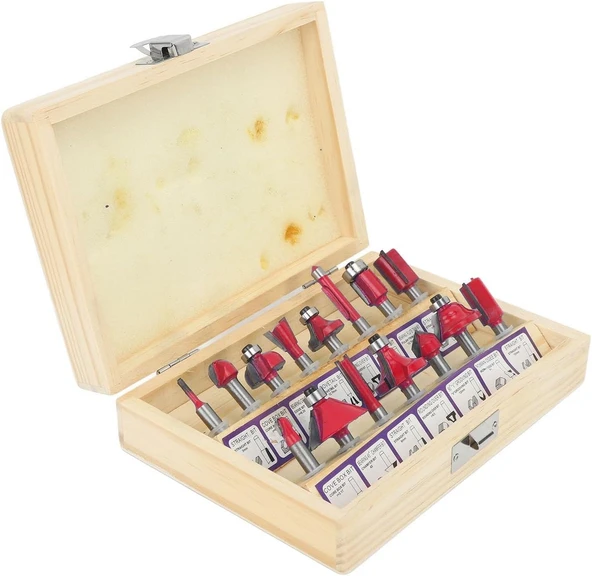 12 Parça Freze Uç Takımı Ahşap Oyma Ağaç Delme Özel Ahşap Çantalı Set 6 mm - 2