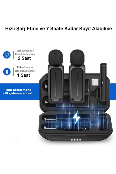 Hepa Merz R-42 İphone ipad Type-c Çiftli Yüksek Kaliteli Kablosuz Yaka Mikrofonu - Resim 3