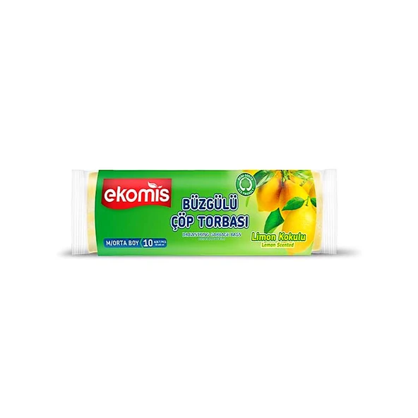 Ekomis Limon Kokulu Büzgülü Çöp Torbası Orta Boy 10 lu (1 Paket)