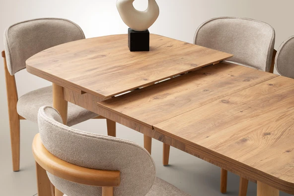 Kelebek Açılır Gizli Kaşıklıklı Masa 4 Adet Fulya Sandalye Takım - 3